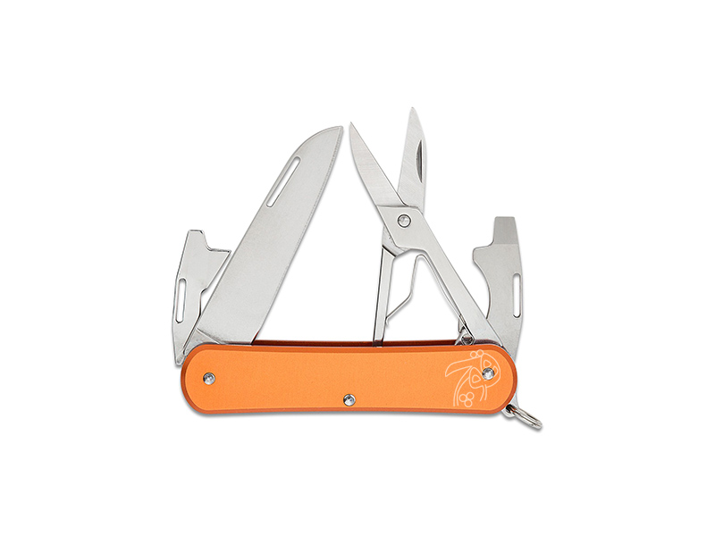چاقو چند کاره جیبی 4 تیغه با قیچی فاکس ولپیس نارنجی FX-VP130-F4 OR