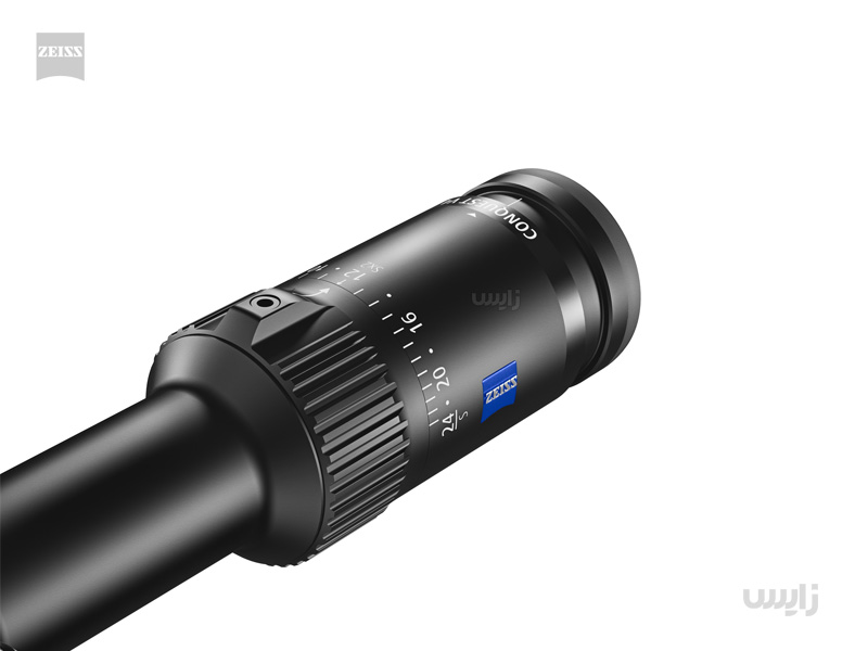 دوربین روی سلاح زایس کانکوئست 6 تا 24 در 50 V4 نسل دوم چراغدار با رتیکل بالستیکی ZBi  با سیستم کلیک خور فوقانی و جانبی