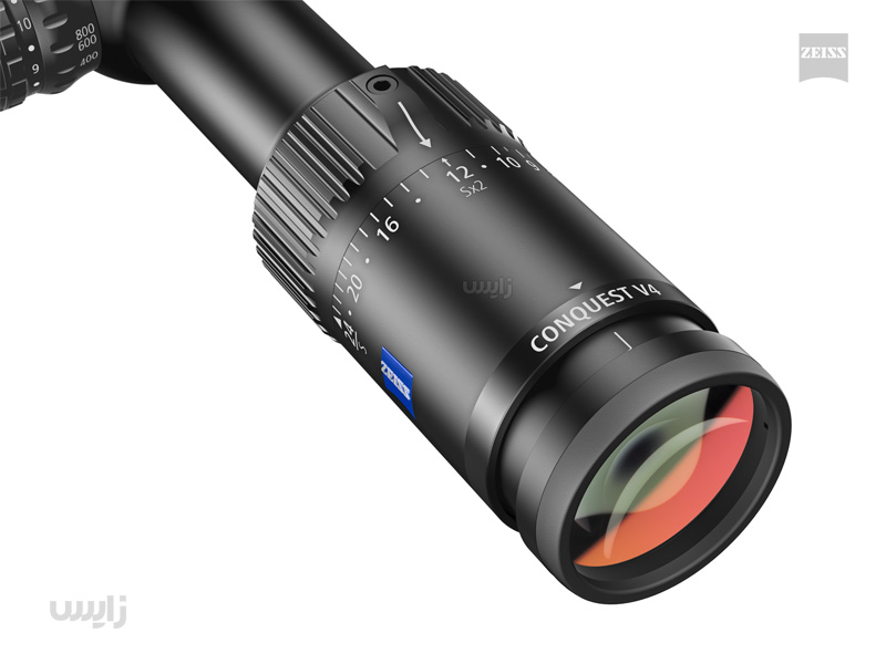 دوربین روی سلاح زایس کانکوئست 6 تا 24 در 50 V4 نسل دوم چراغدار با رتیکل بالستیکی ZMOAi-20 با سیستم کلیک خور فوقانی و جانبی